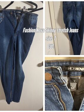 Fashion Nova Dark Blue High-Rise Skinny Jeans